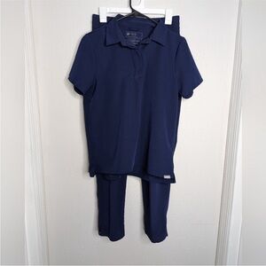 Figs Set Navy Yola Pants and Polo S